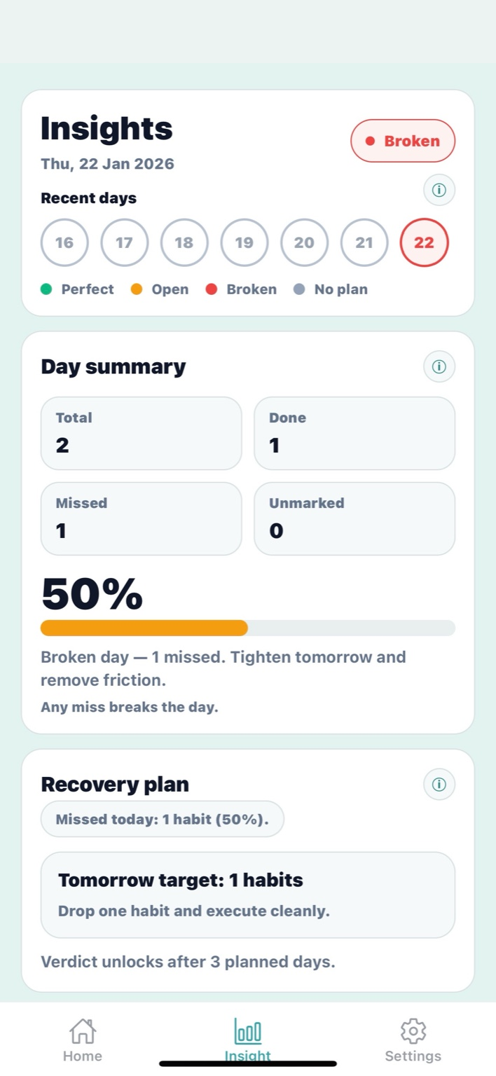 Daily insight + recovery plan